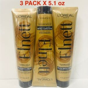 L'Oreal Elnett Slick Back Styling Cream Flexible Hold Anti-Frizz 5.1 oz (3 PACK)
